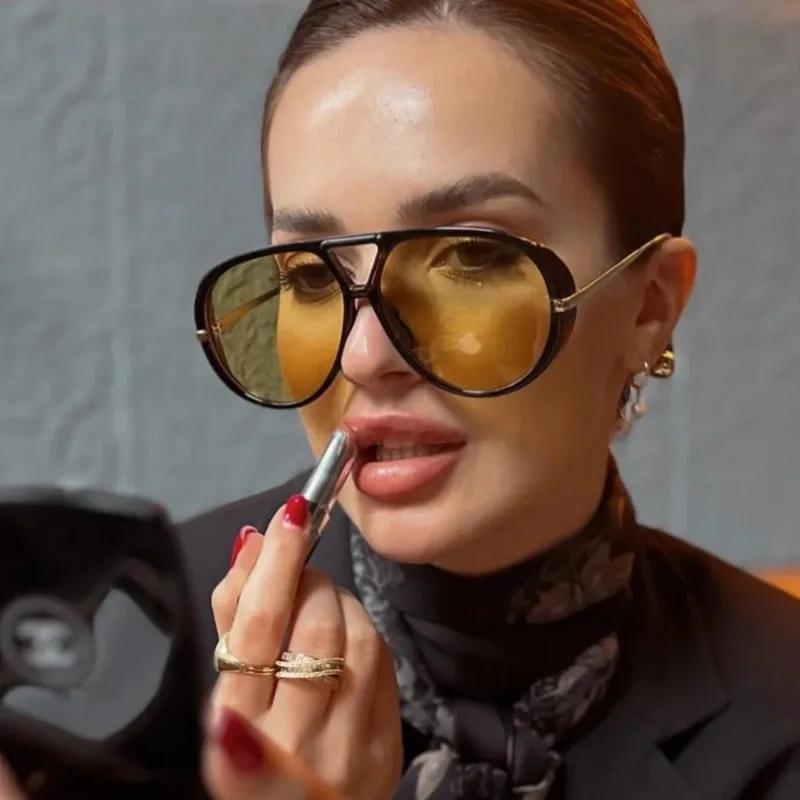 New Fashion Outdoor Yellow Sunglasses Women Men Brand Vintage Punk Pilot Sun Glasses Female Beach Shades