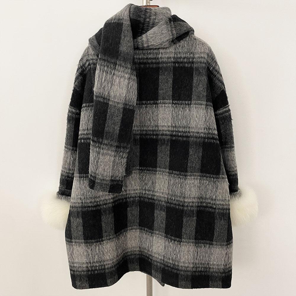 OFTBUY New Winter Women Coat Real Natural Fox Fur Cuff Turn-down Double-faced Woolen Blends Jacket Thick Warm Casual Overwear