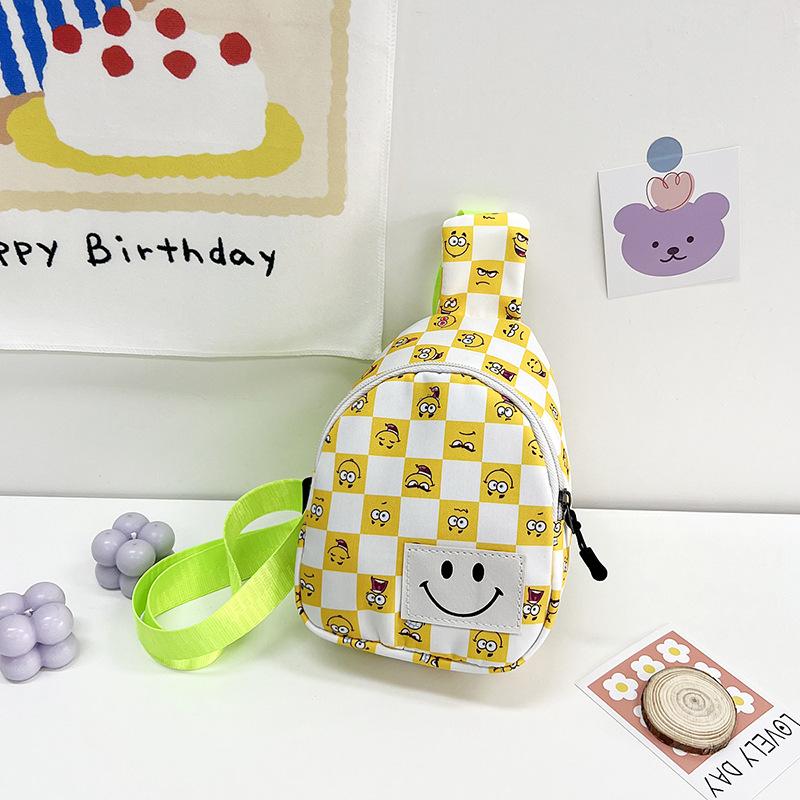 

Plaid breast bag, new women s bag, fashionable and sweet messenger bag, nylon cloth small bag. жёлтый