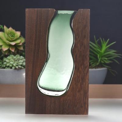Glass Terrarium With Dark Tung Wood Base