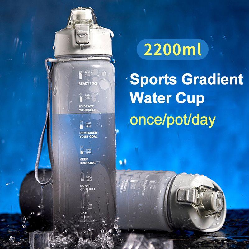 

Бутылка для воды 1л 2л с маркером времени Мотивационная многоразовая портативная чашка для фитнеса, спорта на открытом воздухе, дорожная чашка, герметичная пластиковая упаковка без BPA