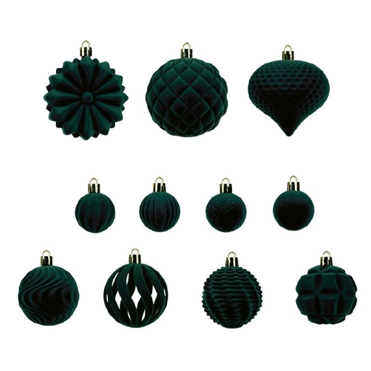 48Pcs Shatterproof Christmas Baubles Velvety Ball Hanging Ornament Christmas Tree Decoration For Wreath Mantels Window