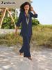 Nuovo Set Casual da Donna Moda Taglie Forti Cotone Lino Set Largo