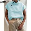GMXIA Women's Fashion Casual Solid Color Print Blouses & Shirts