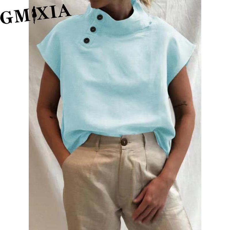GMXIA Women's Fashion Casual Solid Color Print Blouses & Shirts