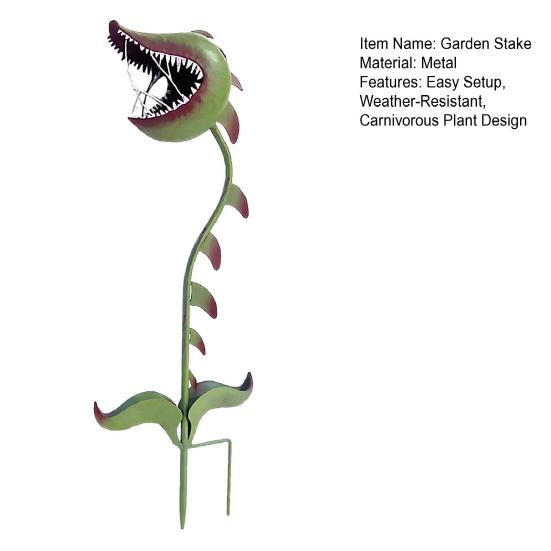 Carnivorous Plant Garden Stake, Metal Flytrap Plant Sculpture, Whimsical Yard Art Stake, Outdoor Decor for Lawn Patio Walkway Flower Bed Porch