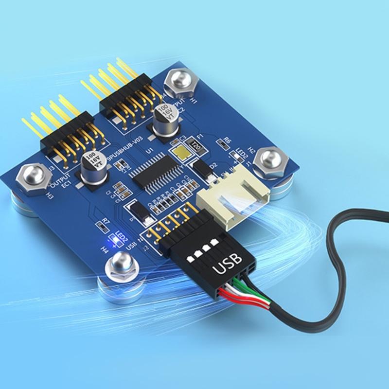 Internal USB 2.0 9 Pin Splitter Cable Double Independent Port Compatibles Motherboards Upgrades
