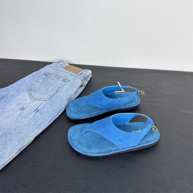 

Корейская версия 2025 лето новый открытый носок прохладные тапочки ретро повседневные универсальные шлепанцы сандалии с пальцем дети 40 синий