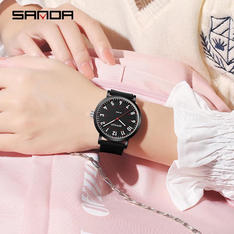 Sanda Fashion Slim Waterproof Sports Quartz Watch for Men & Women - Exam-Friendly, Fresh & Simple Design.