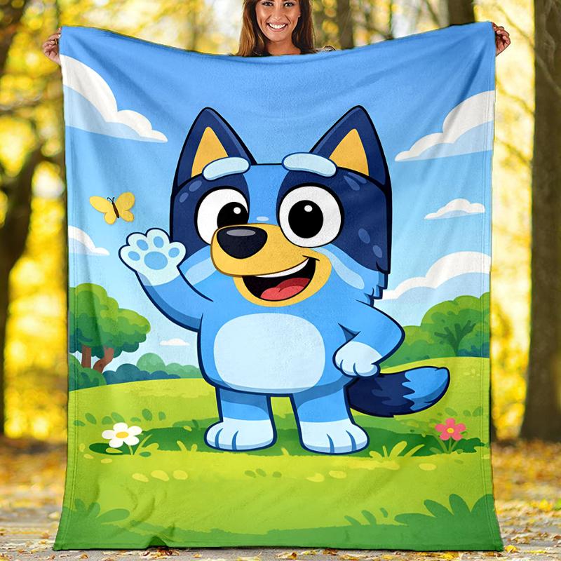 Bluey Theme Printed Blanket Perfect For Couch Bed Travel Outdoor Use Machine Washable Cozy Durable