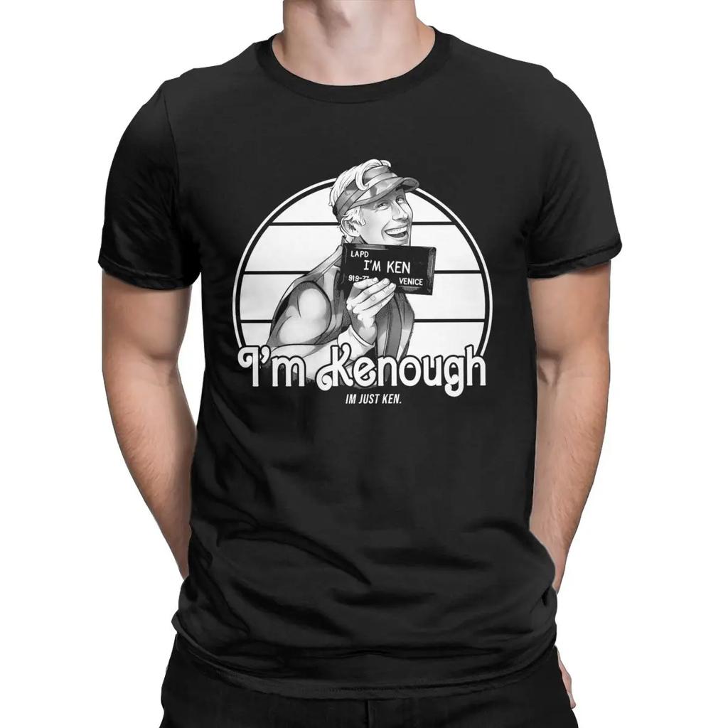 I Am Kenough Ryan Gosling Men T Shirts Leisure Tee Shirt Short Sleeve Crewneck T-Shirts 100% Cotton Plus Size Clothing