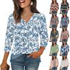 3/4 Sleeve Shirts For Women Print Graphic Tees Blouses Casual Plus Size Basic Tops Pullover