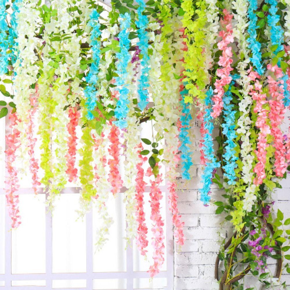 10PCS Bright Color Artificial Wisteria Hanging Flower Wisteria Flower Strips  Ceiling