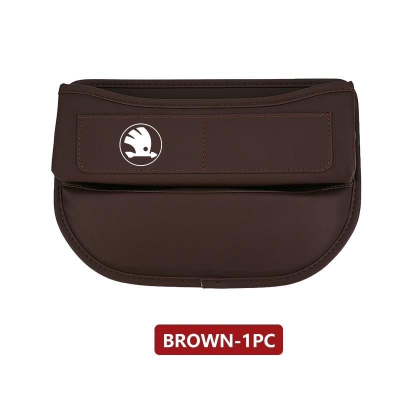AAABT1 For Skoda Car Seat Gap Slit Organizer Leather Seat Crevice Storage Box Accessories Fabia Kamiq Superb Scala Enyaq-iV MK3 VisionS