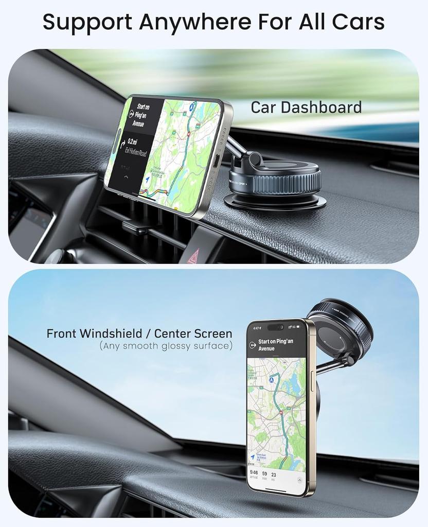 Upgraded Vacuum Magnetic Car Phone Holder 360° Rotation Phone Mount for Tesla Model Y Juniper for Your Car/Gym/Mirror Mount