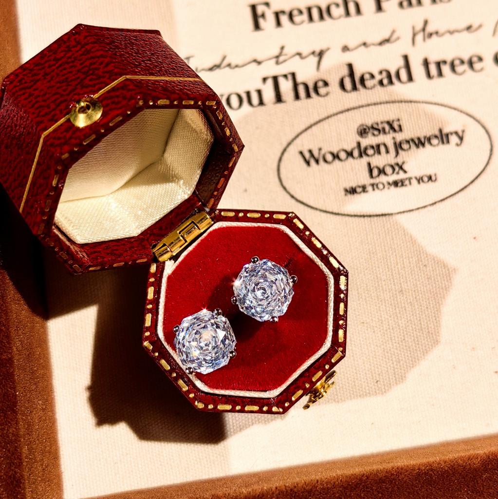 Octagonal Millennium Rose Cut Paraiba Necklace Pendant With High Carbon Diamond Colorful Diamond Stud Earrings Yellow Diamond Ring Women