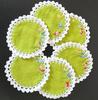 Cute and stylish floral embroidered coasters, 10cm diameter, set of 6, made from Thai cotton (green)