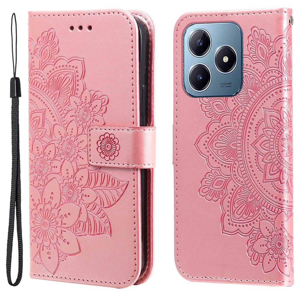Para Realme Note 60x 4G/C63 4G/C61 4G/Note 60 Capa Padrão Floral Carteira de Couro PU com Suporte Capa de Telefone