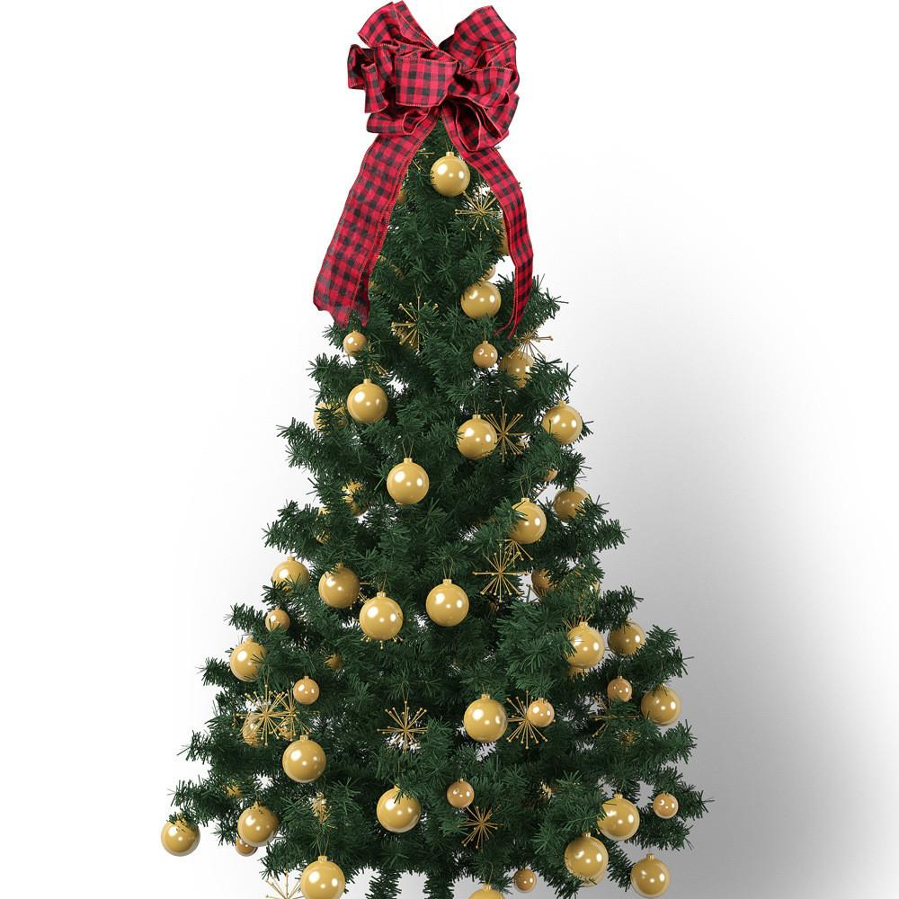 Red Unique Large And Black Checkered Christmas Tree Top Bow For Vibrant Celebrations Holiday