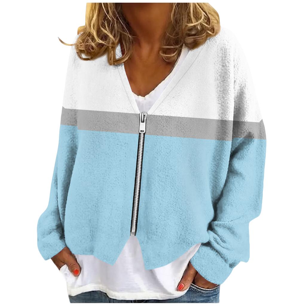 Womens Zip Up Sweaters Sweatshirts Long Sleeve Oversized Jackets Soft Casual Loose Tunic Tops
