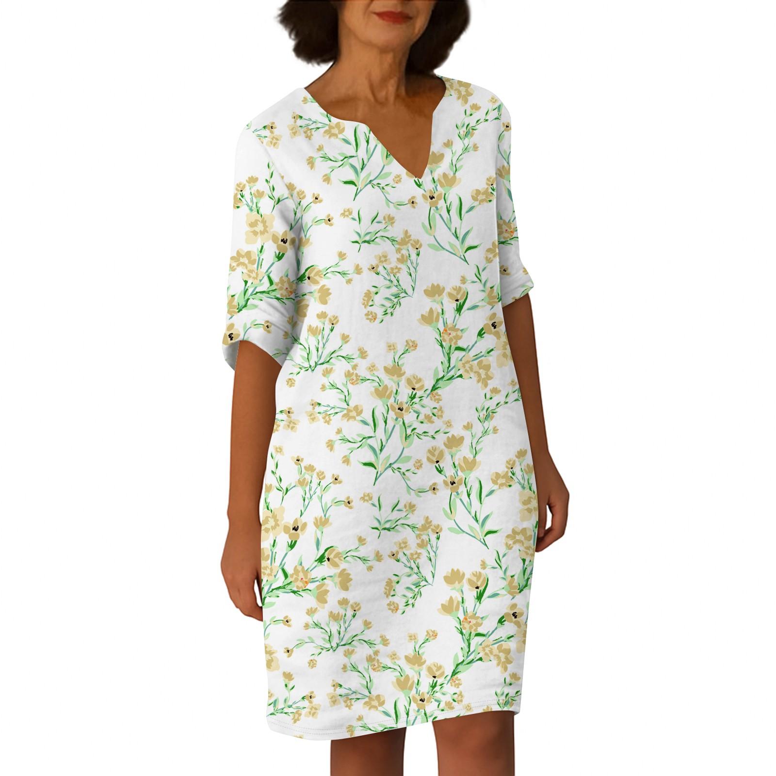 

Сукні для жінок Вінтажна туніка з талією міді, літня повсякденна сукня з половиною рукава L