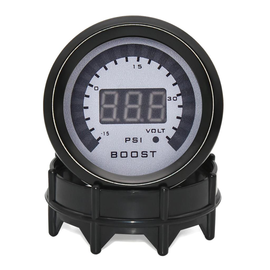 2" 52mm Auto Car Gauge Turbo Boost Gauge -1-3BAR/-15-45PSI Turbo Boost Meter with Sensor BAR PSI for Universal Gasoline Car 12V