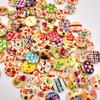 100Pcs -Hole Wood Buttons Mixed Flower for Sewing Embellishments 15mm