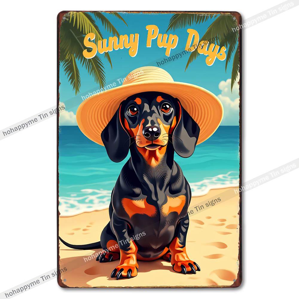 Vintage Cute Dog Themed Metal Tin Sign Retro Funny Puppy Wall Art Decor for Home Pet Shop Man Cave Rustic Iron Painting Plaque