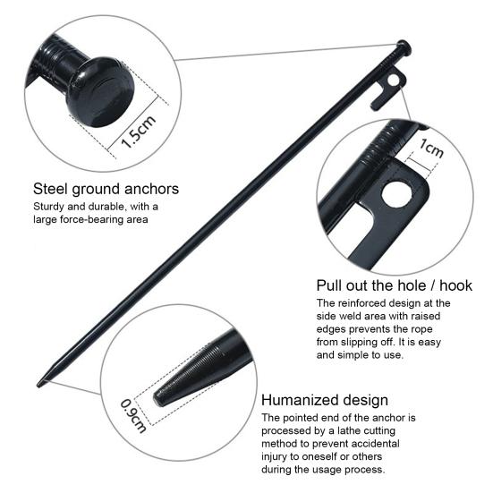 1/4/6Pcs 20/25/30/40CM Steel Tent Stake Heavy Duty Outdoor Hiking Camping Tent Tarp Canopy Windproof Ground Spike Nail Metal Tent Peg