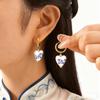 Keramik-Herzohrringe, Perlen-Charms Edelstahl-Ohrringe für Damen, Reiseschmuck, Vintage-Hängeohrringe