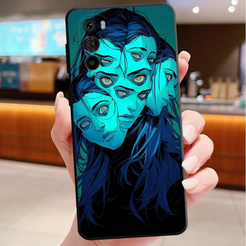 Trippy Blue Alien Eyes Phone Case For Motorola Edge 60 50 40 Pro 60 50 40 30 Ultra Neo Fusion Moto G Play G Stylus G Carcasas