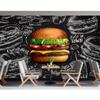 Fast Food Wall Mural Hamburger Restaurant Photo Wallpaper Pizza Snack Bar Decor Hamburger Wallpaper