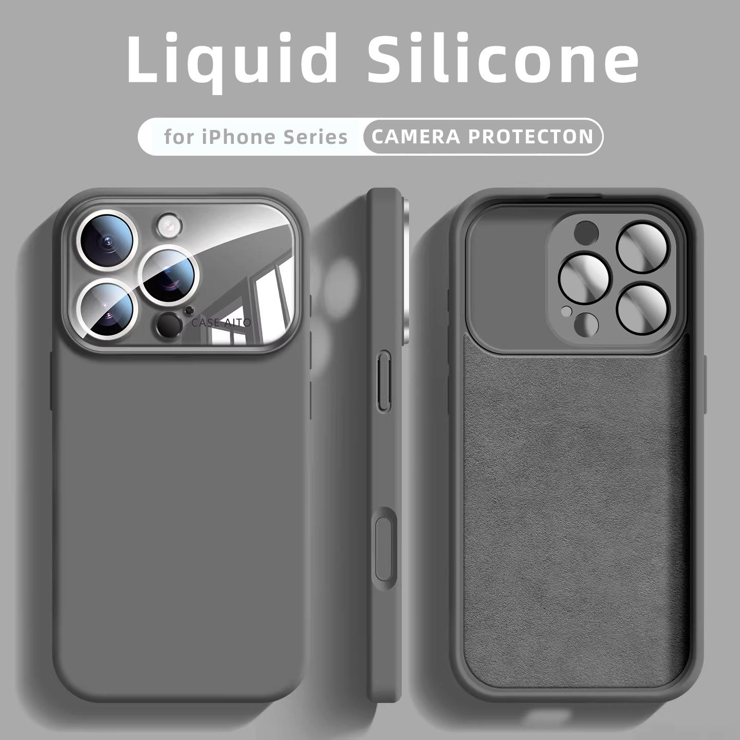 

Оригинальный чехол из жидкого силикона для iPhone 17 16 15 14 13 Pro Max 17Pro Air Glass Большое окно Защита камеры Мягкая крышка iPhone17 Pro Max