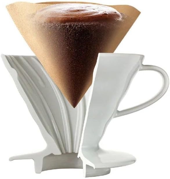 No-brand product Hario V60 Paper Filter 02M VCF-02-100M Unbleached Cone Coffee Dripper Filters 1-4 Cups 100 Sheets x 3 Packs Bulk Set Made in