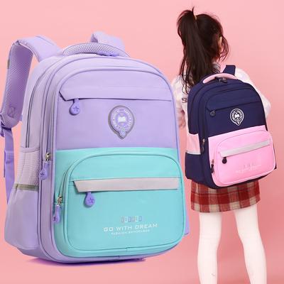 Mochila nova para o ensino fundamental, cor contrastante, mochila de tecido Oxford, leve, mochila infantil