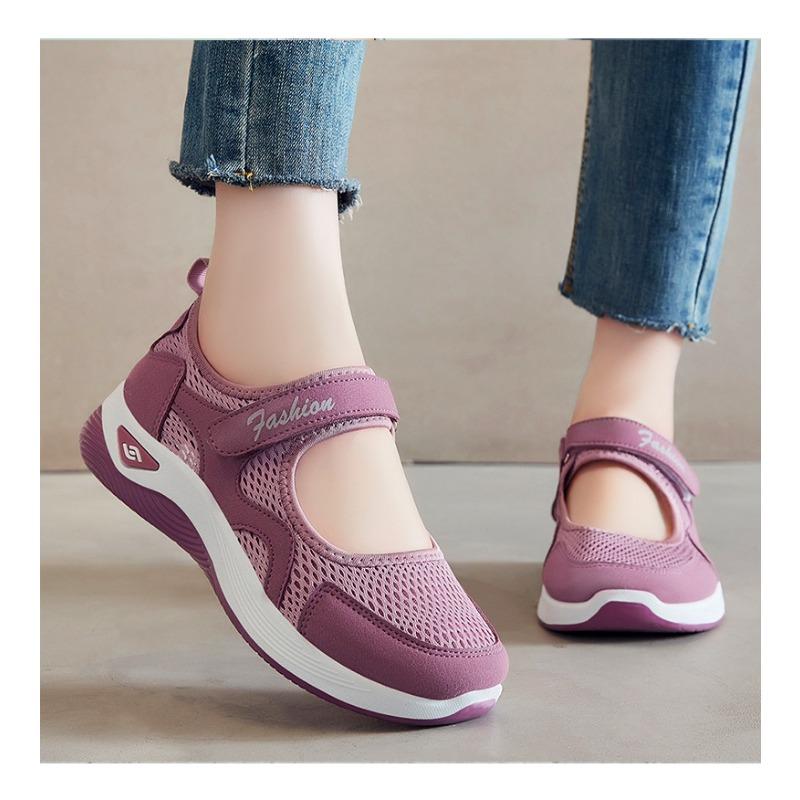 Versatile Middle-aged and Elderly Mother's Shoes, Soft Sole, Non-fatiguing Flat Shoes, Breathable Hook-and-loop Casual Shoes.