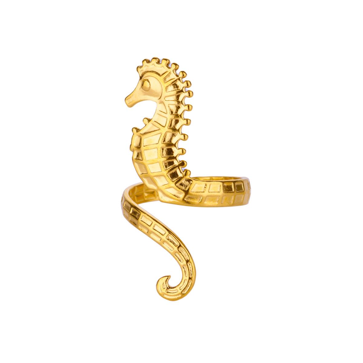 

Stainless Steel Snake Seahorse Rings Golden Color Anti Fading Open Ring for Women Marine Life Jewelry Vacation Accessories Gifts Adjustable