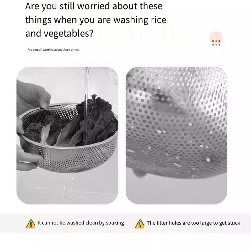 A25F-Vegetable And Fruit Drainer Multi-Functional Stainless Steel Kitchen Utility:Rice Washing Basket