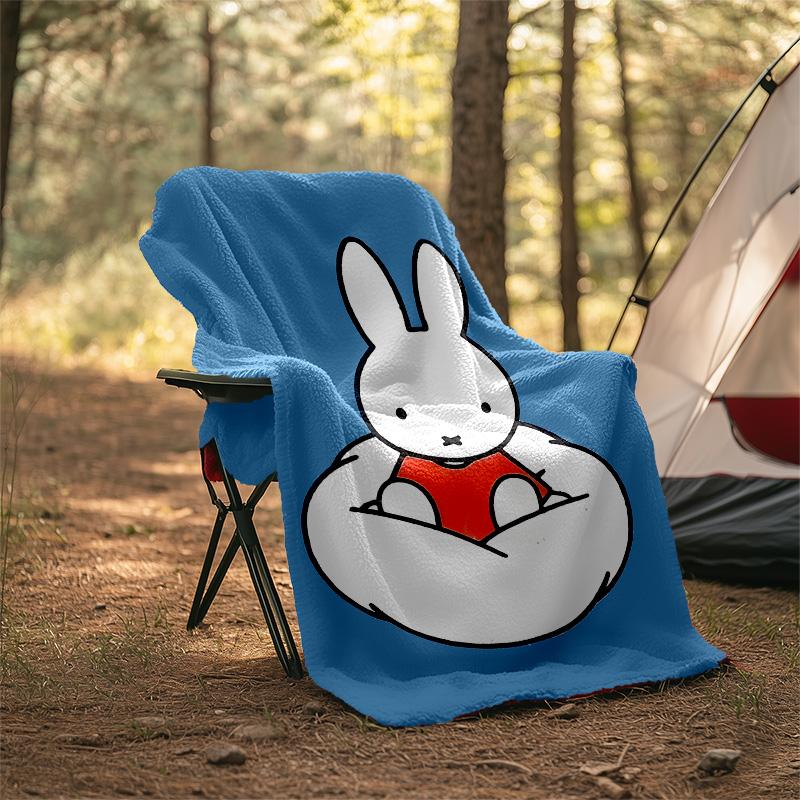 1pc Miffy4 Theme Blanket - Digital Print, Polyester, Cozy for All Seasons, Perfect for Outdoor, Camping, and Travel