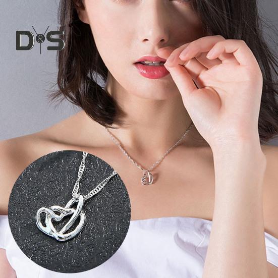 

Женское ожерелье, регулируемая удлинительная цепочка, изысканное яркое блестящее полое ожерелье с двойным сердцем, ювелирные аксессуары