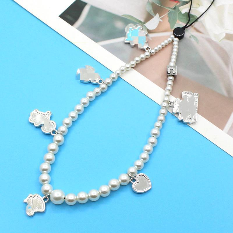 Lanț de telefon DIY la modă, anti-pierdere, cu mărgele emailate curcubeu – Stil popular pe internet