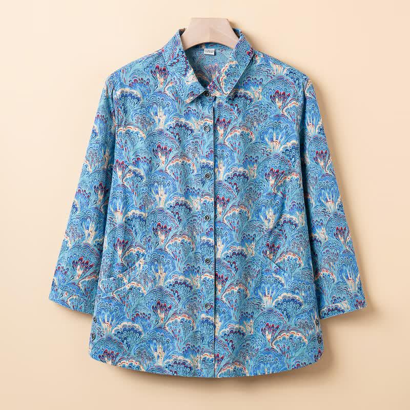 YUZHAOLIN Women's 100% Cotton Nine-Sleeve Shirt