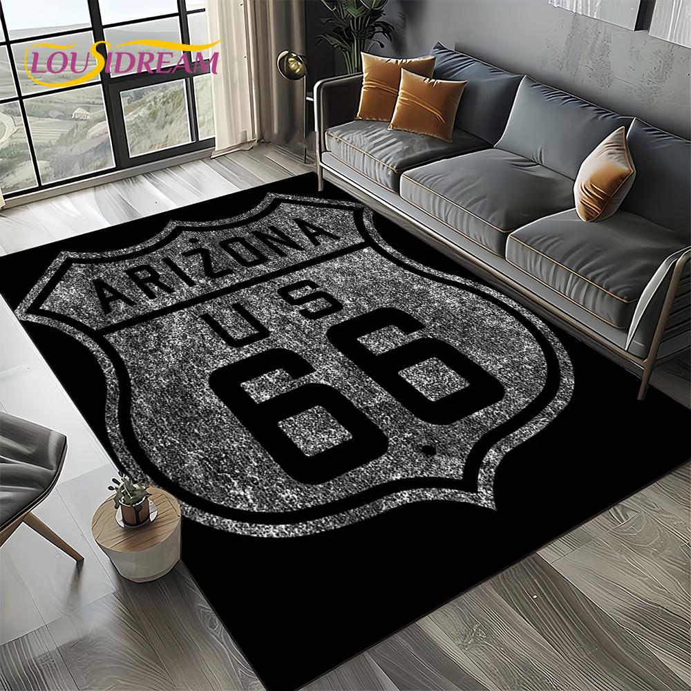 Retro America Historic Route 66,Mother Road,mãe EstradaCarpet Rug for Living Room Bedroom Home Sofa,Area Rug Non-slip Floor Mat