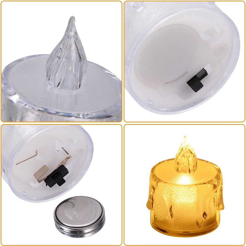 24 Pieces LED Candles Light Battery Powered Electronic Lamps Transparent ulation Tea Lights Halloween Birthday Party Home
