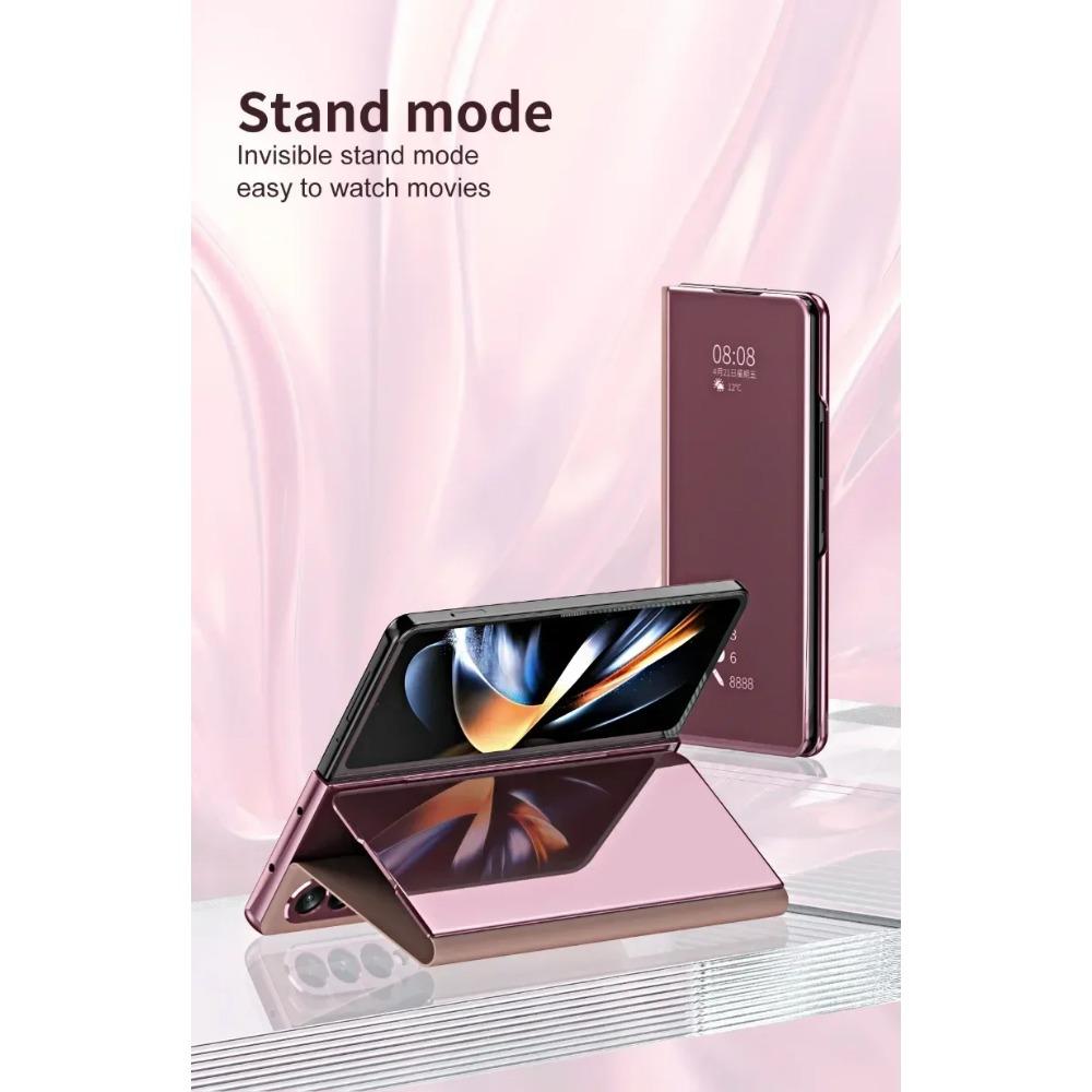 Flip Mirror Case für Samsung Galaxy Z Fold 6 5 4 3 2 Schutzhülle Smart View Kickstand Stoßfester Halter Business Vollschutzhülle