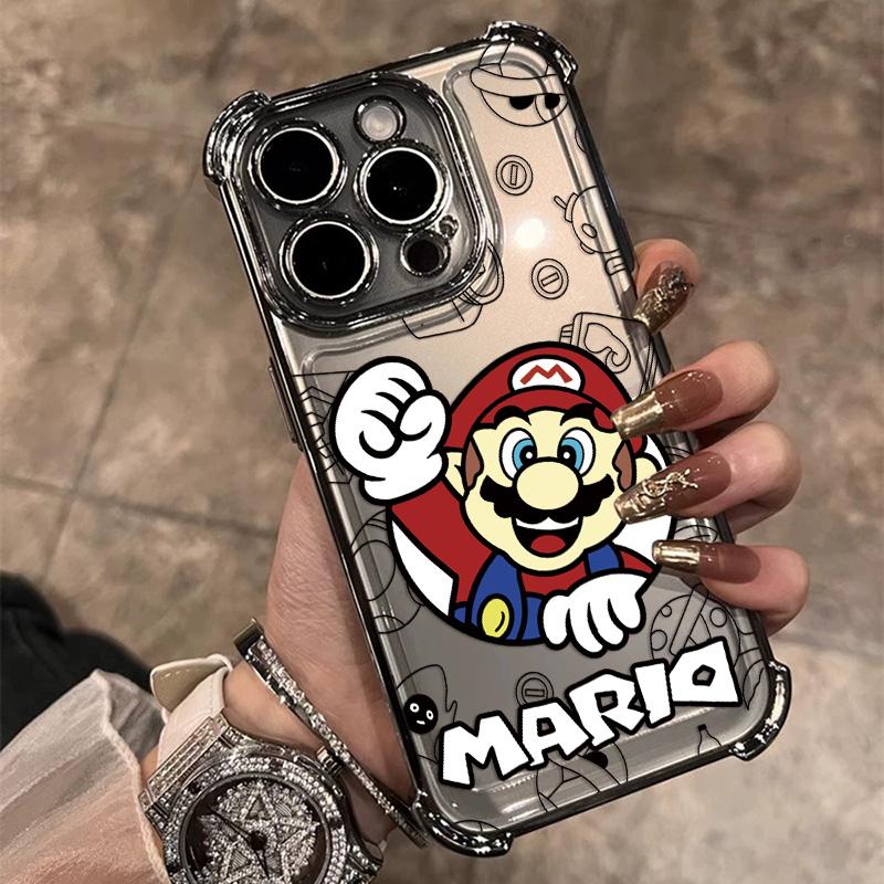 Hot Classic M-Marios Plating Phone Case For iPhone 17 17e 16e 16 15 14 13 12 11 Pro Max XSMax Mini Air Plus Anti-Fall Airabag iPhone 13 ProMax