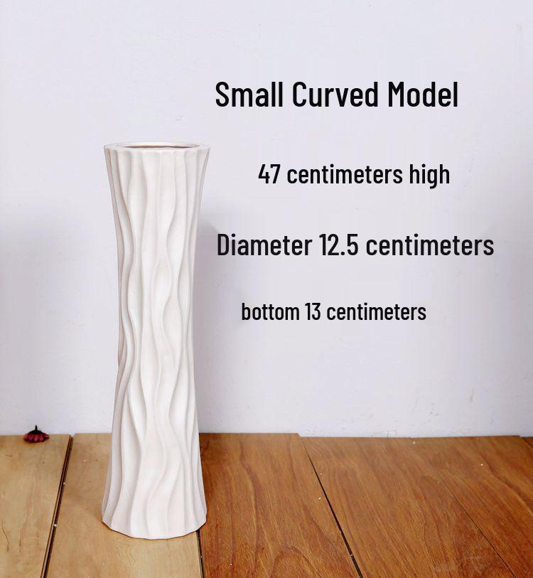 Moderne weiße Keramik-Bodenvase: Europäisches Minimalistisches Design für Wohnzimmer-Dekorationen, Getrocknete & Seidenblumen