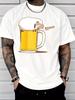 Unisexs Summer Crew Neck Short Sleeve T Shirt Funny Sheep Beer Mug Beeeeer Print White Tee Casual Party Daily Loose Fashion Top