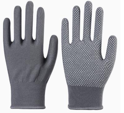 Labor Work Gloves Nylon Slip Resistant Latex Coated Full Finger Gloves with Dot Pattern for Grip and Protection Durable Construction