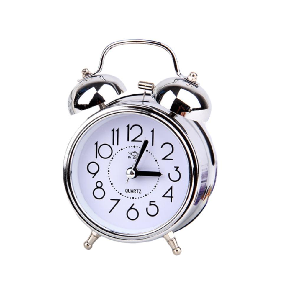Metal Vintage Alarm Clock Double Bells Bedside Clock Mini Table Clock  Dormitory